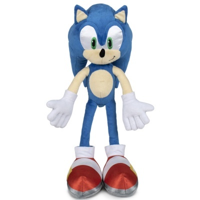 Pelúcia do personagem Sonic azul com luvas brancas e sapatos vermelhos