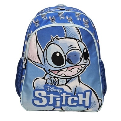 Mochila azul com estampado do personagem Stitch da Disney