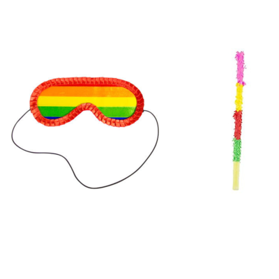 Máscara de dormir colorida arco-íris e vareta com franjas coloridas