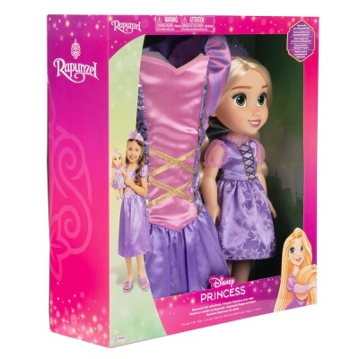 Boneca Disney Princess Rapunzel em embalagem rosa e verde