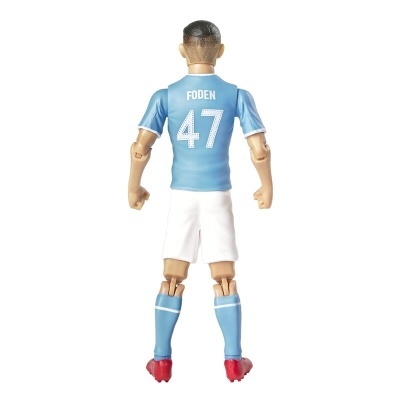 Figura articulada de jogador de futebol com nome FODEN e número 47 nas costas