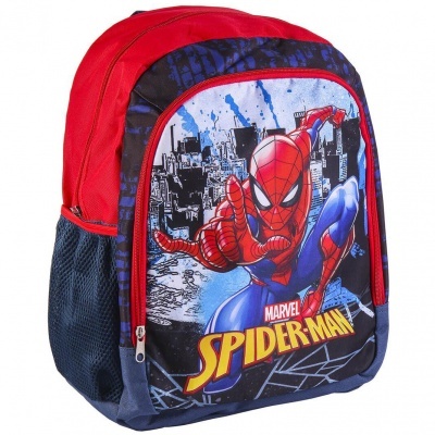 Mochila infantil com imagem do Spider-Man em cores vermelho, azul e preto