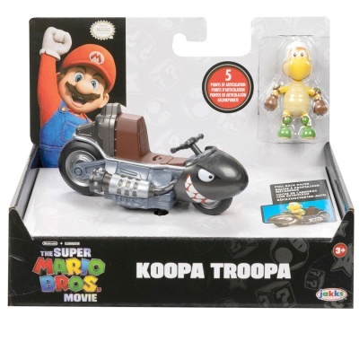 Brinquedo Koopa Troopa com moto na embalagem temática Super Mario Bros Movie