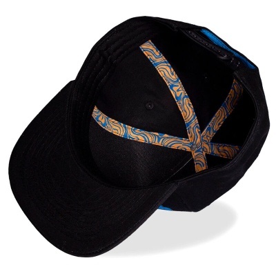 Boné preto com interior estampado abstrato azul e bege