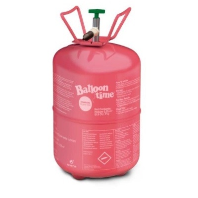 Cilindro vermelho para enchimento de balões com válvula verde