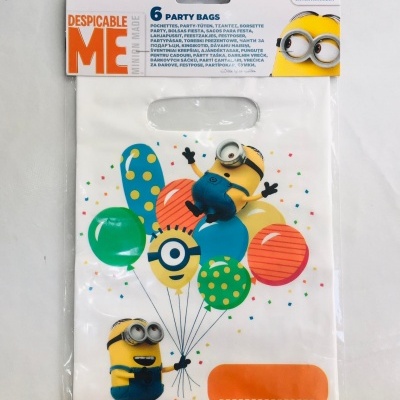 Pacote de 6 sacos de festa dos Minions com balões coloridos