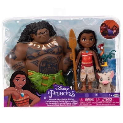 Conjunto de figuras Disney Princess Moana e Maui com acessórios em embalagem transparente