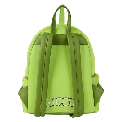 mochila verde clara com alças e detalhe DIPSY