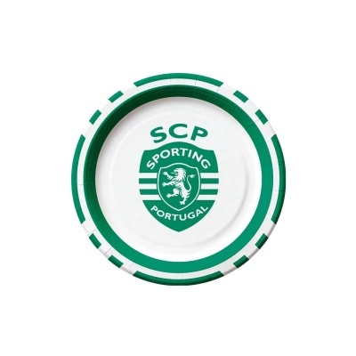 Prato de papel SCP Sporting Portugal com leão verde no centro