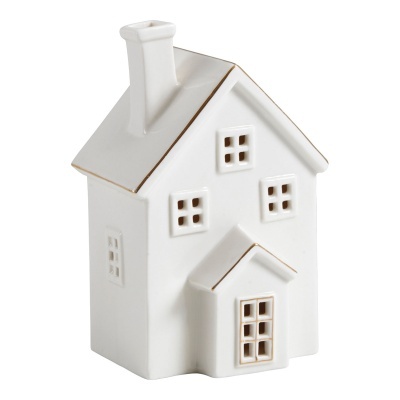Miniatura de casa decorativa branca em cerâmica