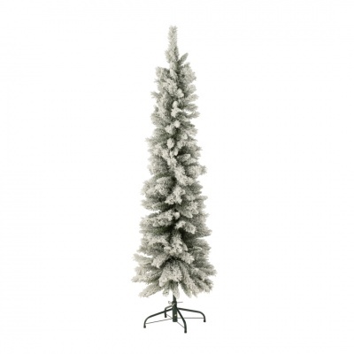 Árvore de Natal artificial delgada com neve artificial