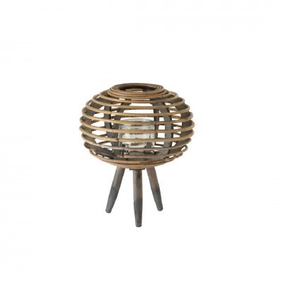 Lanterna de madeira com suporte de vidro para vela