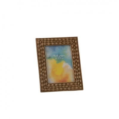 Moldura de fotografia castanha com padrão em relevo e papel colorido interior