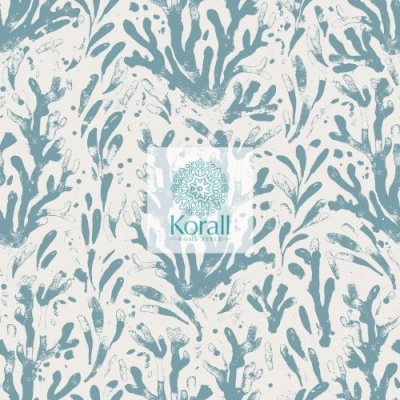 Tecido com padrão de corais e logótipo Korall