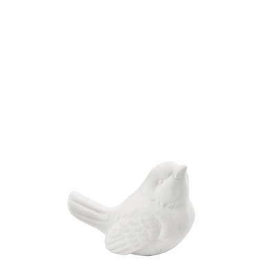 Figura decorativa de pássaro em cerâmica branca