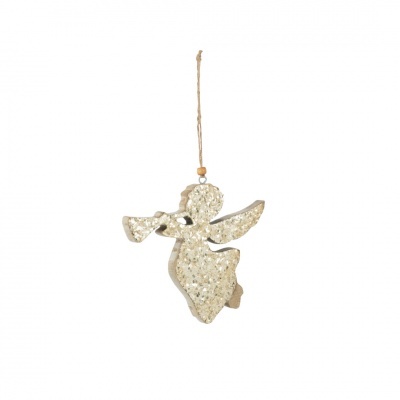 Pendurador decorativo anjo prateado com cordão