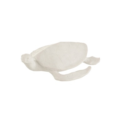 Estatueta de tartaruga branca texturizada