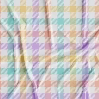 Tecido xadrez colorido em tons pastel