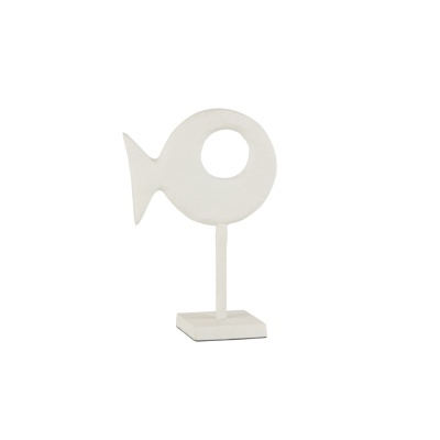 Estatueta decorativa branca abstrata em suporte retangular