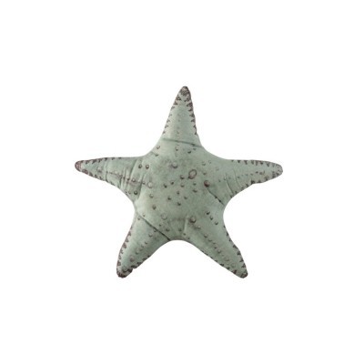 Estrela-do-mar decorativa em tecido verde água com pontos castanhos