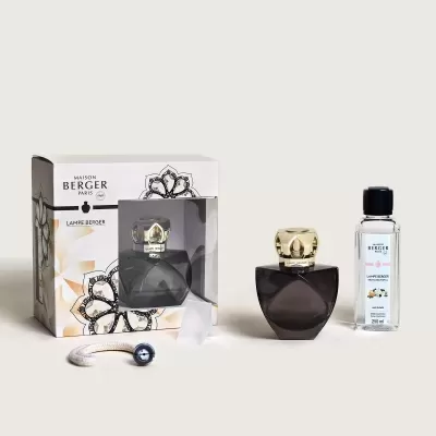 Conjunto Maison Berger Paris Lampe Berger com frasco fumado, tampo dourado, refil Lady Flower e acessórios