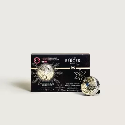 Difusor de carro dourado com embalagem preta da MAISON BERGER PARIS