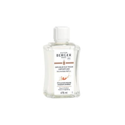 Frasco transparente de recarga para difusor Maison Berger com rótulo branco