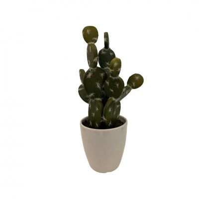 Cacto artificial verde em vaso branco