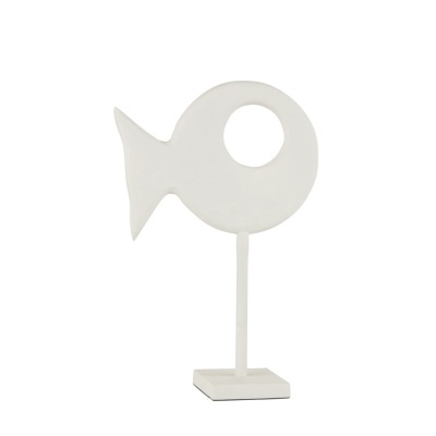 Escultura decorativa branca em forma abstrata com suporte