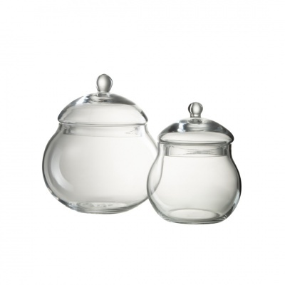 Conjunto de frascos de vidro com tampas redondas