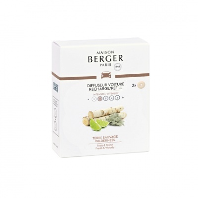 Pacote branco de recarga para difusor de carro com imagem de limão e madeira