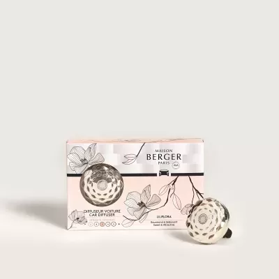 Difusor de vidro para carro Maison Berger Paris Lulloria com caixa decorativa rosa e flores