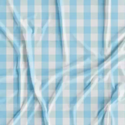 Tecido xadrez azul e branco com vincos