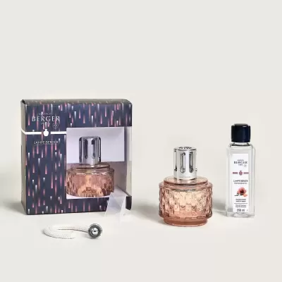 Conjunto de fragrância Lampe Berger com base de vidro rosa e embalagem preta