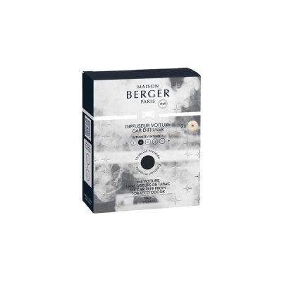 Embalagem do difusor para carro Maison Berger Paris Nature cinzenta e branca