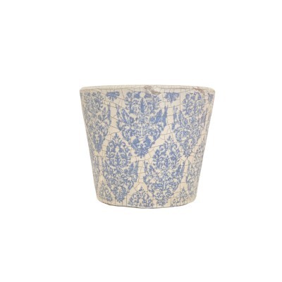 Vaso de cerâmica azul com padrão floral