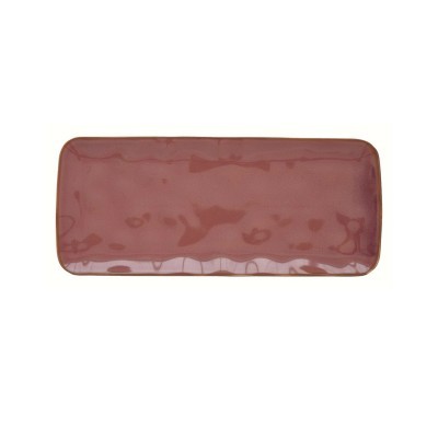Prato cerâmico retangular castanho avermelhado brilhante