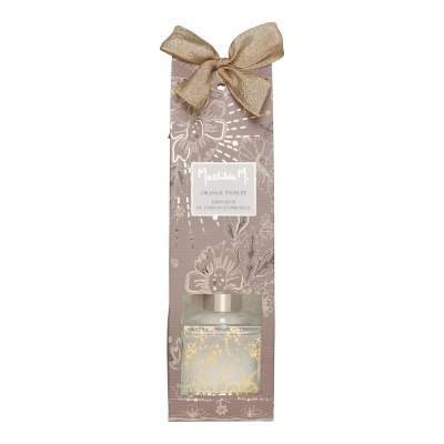 Difusor de fragrância com embalagem decorada e laço dourado
