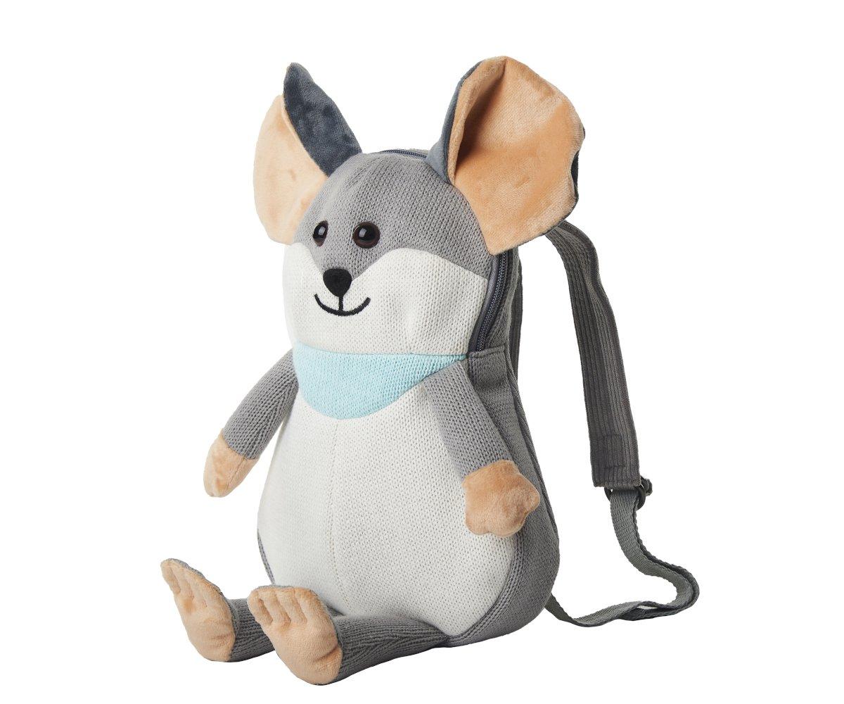 Mochila Ratita Mochila infantil em forma de rato cinzento, branco e bege com alças cinzentas