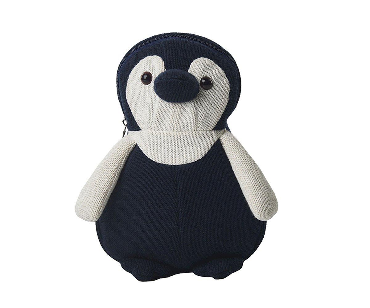 Mochila Pingui Mochila em forma de pinguim preto e branco com textura de malha