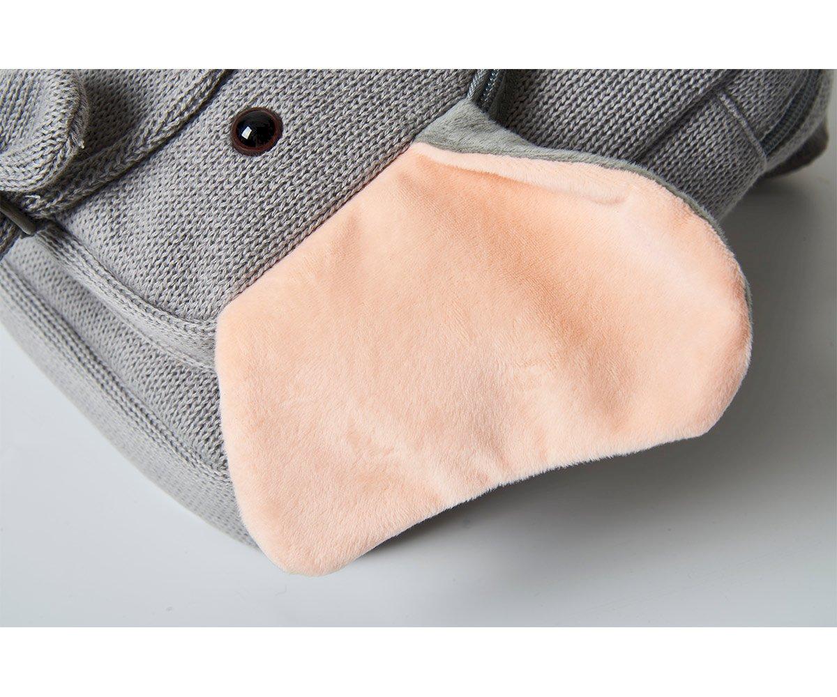 Mochila Elefante Mala cinza com bolso cor-de-pele em tecido de malha