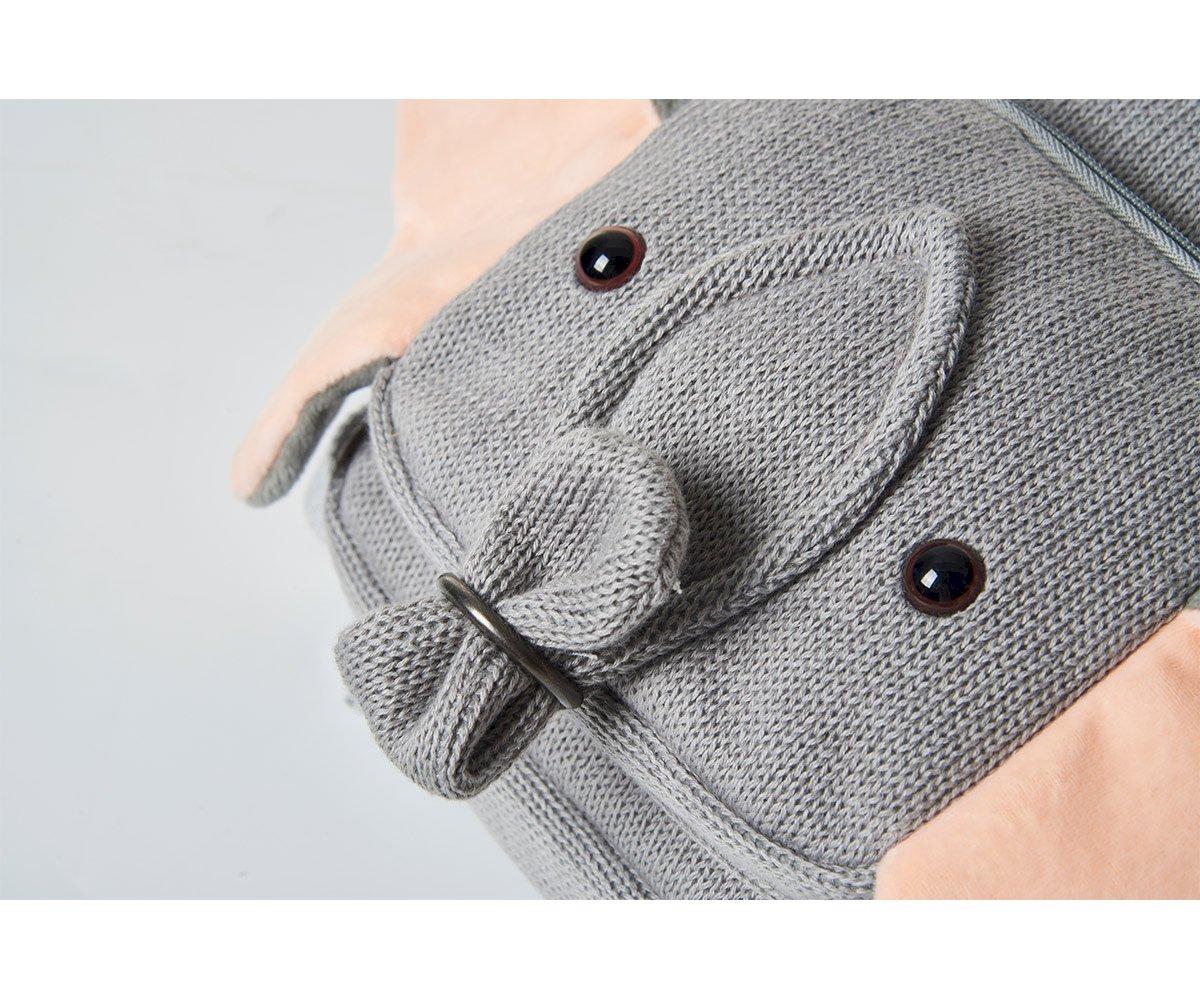 Mochila Elefante Mochila infantil em tecido tricot cinzento com detalhes cor de pele e olhos pretos