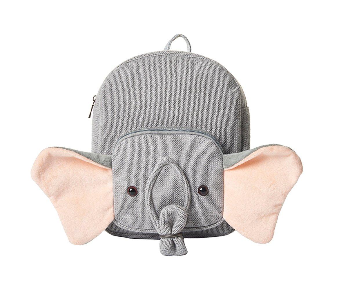 Mochila Elefante Mochila infantil cinzenta com design de elefante e orelhas cor de rosa