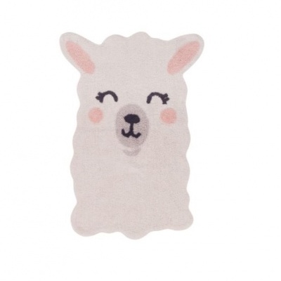 Tapete felpudo infantil forma lhama cor-de-rosa claro
