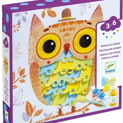 Kit de pintura e colagem coruja para crianças