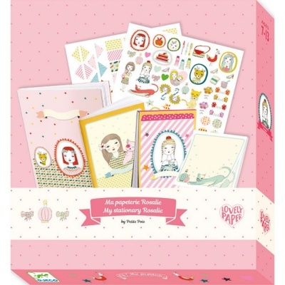 Conjunto de papelaria Ma papeterie Rosalie My stationary Rosalie com ilustrações coloridas