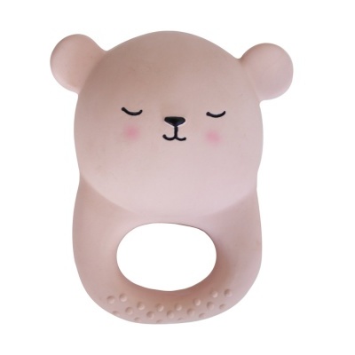 Brinquedo de bebé forma de urso rosa claro silicone