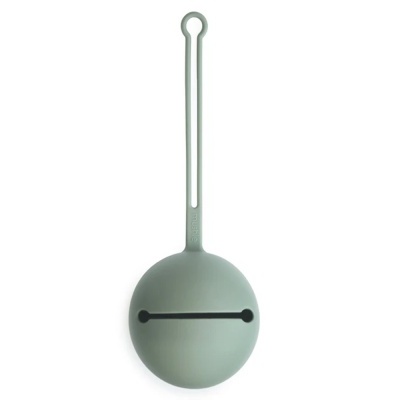 Concha de silicone cinzento claro com cabo longo e perfurado para pendurar