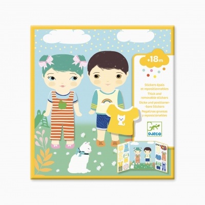 Embalagem de autocolantes para crianças com ilustrações coloridas e texto multilingue