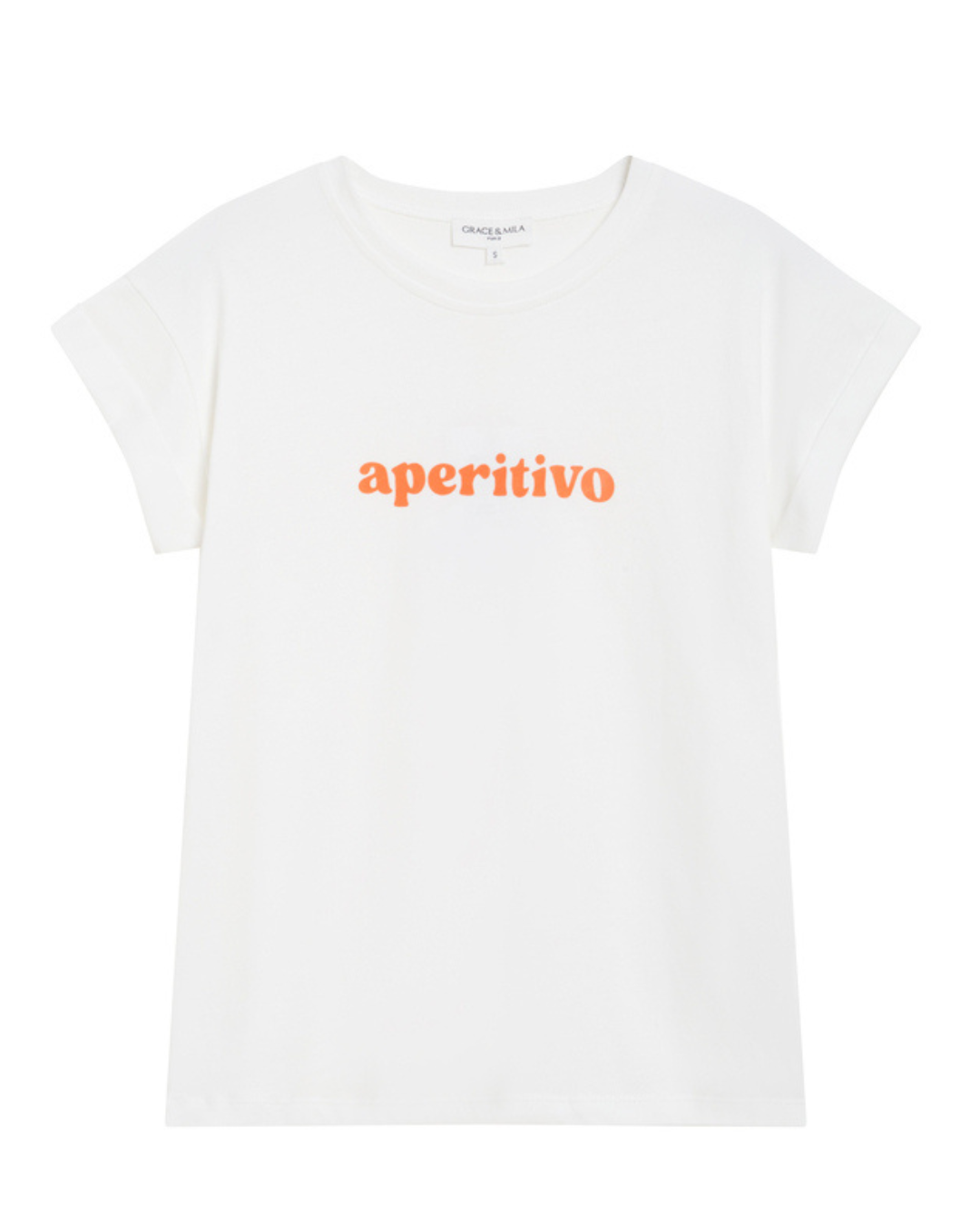 Wylo T-Shirt T-shirt branca com estampa laranja aperitivo